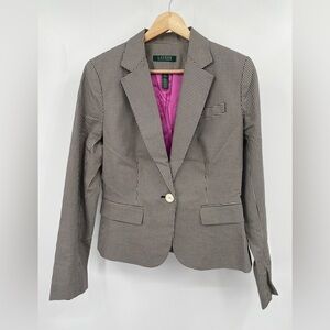 Ralph Lauren‎ Houndstooth Blazer 100% Cotton Size 8